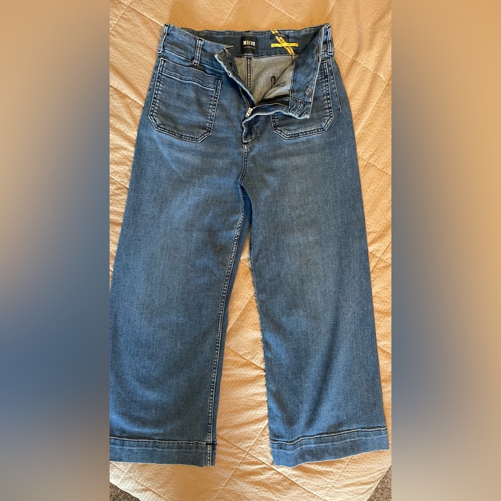 Anthropologie The Colette High Rise Wide leg cropped jean. - Picture 2 of 8